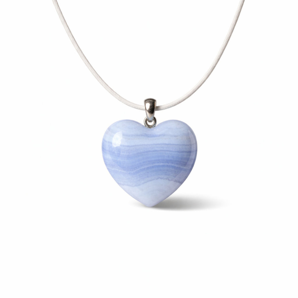 Herzanhänger mit 925er Silber-Öse blauer Chalcedon