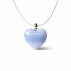 Herzanhänger mit 925er Silber-Öse blauer Chalcedon
