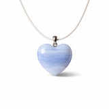 Herzanhänger mit 925er Silber-Öse blauer Chalcedon