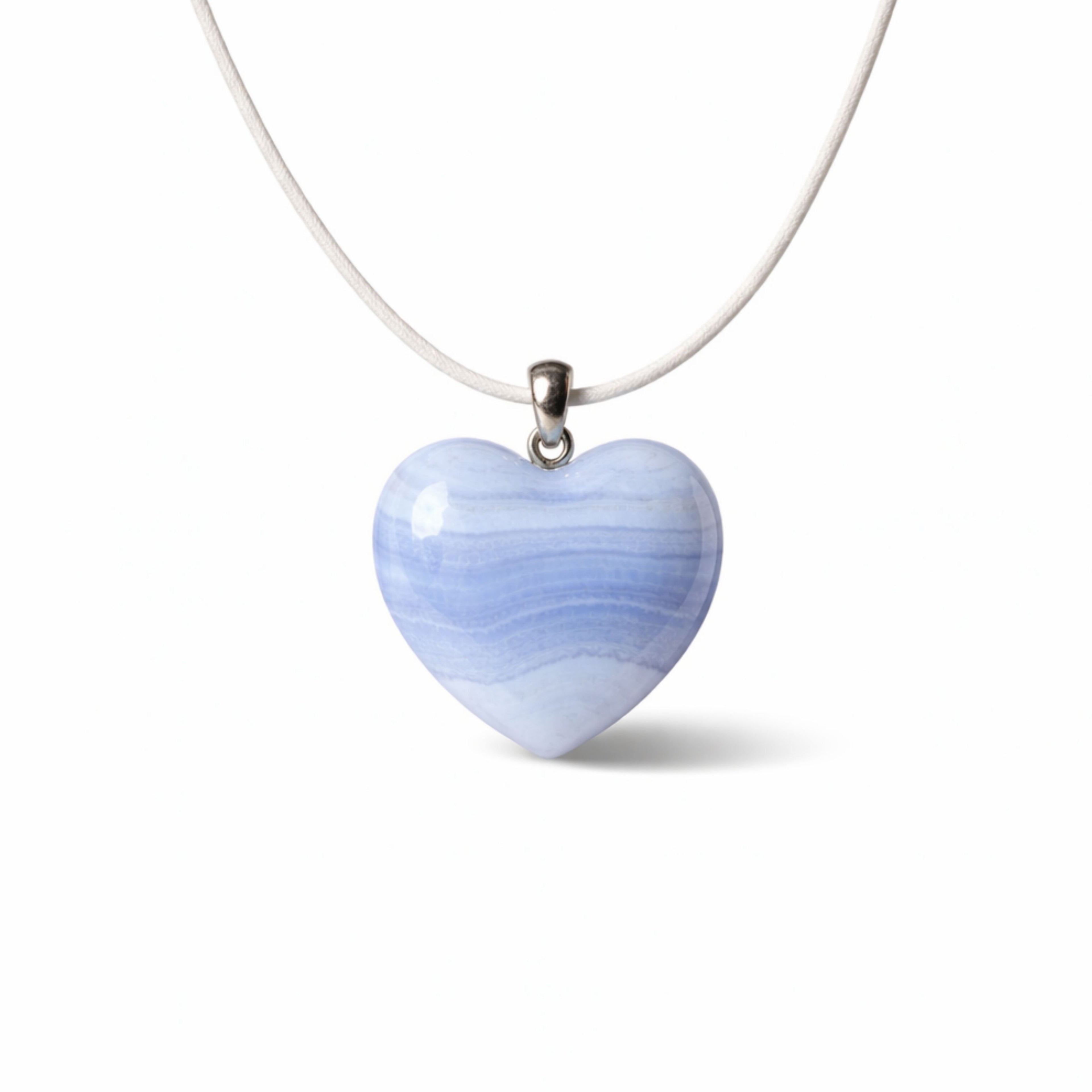 Herzanhänger mit 925er Silber-Öse blauer Chalcedon