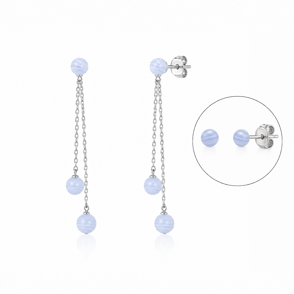 2in1 Chalcedon Ohrringe