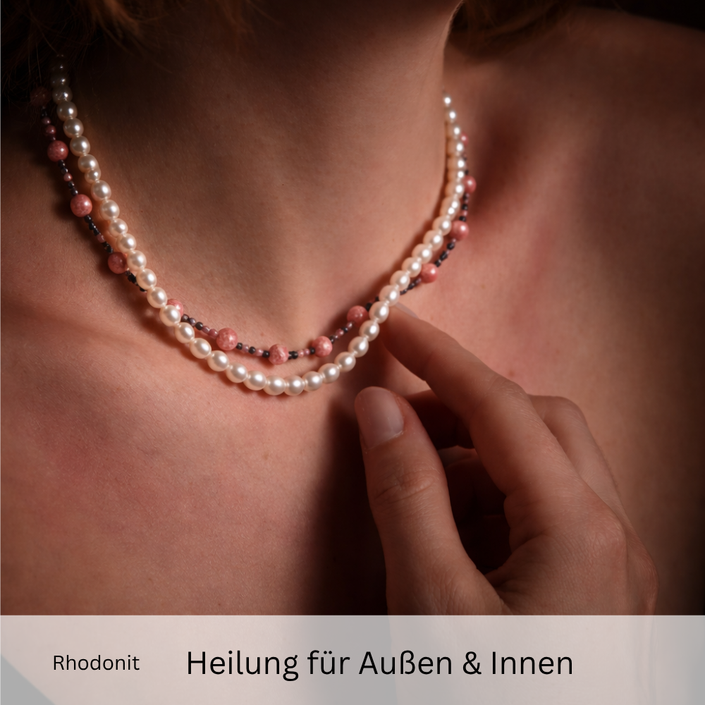 Halskette Thulit & Rhodonit