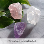 200g Rohsteine für Trinkwasser (Rosenquarz, Bergkristall, Amethyst)